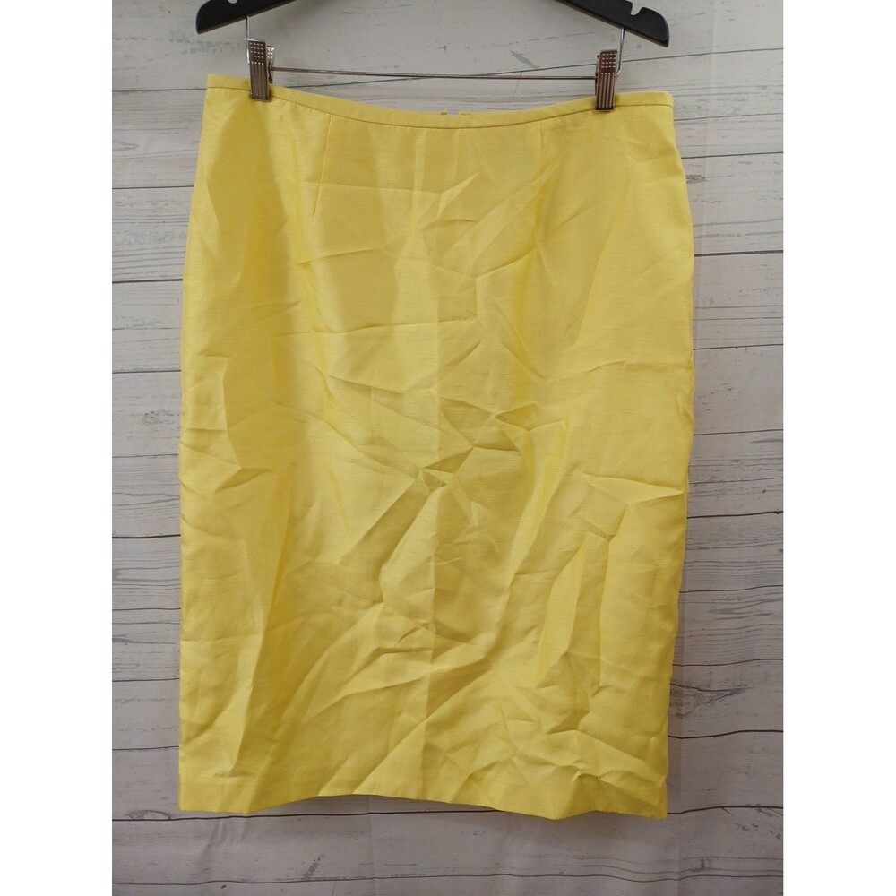 Womens Skirt Midi Length Pencil Yellow Sz 14 Lined RN 74737